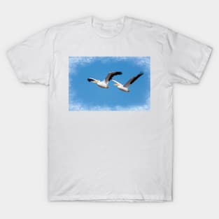 American White Pelicans Soaring Gracefully by Debra Martz T-Shirt